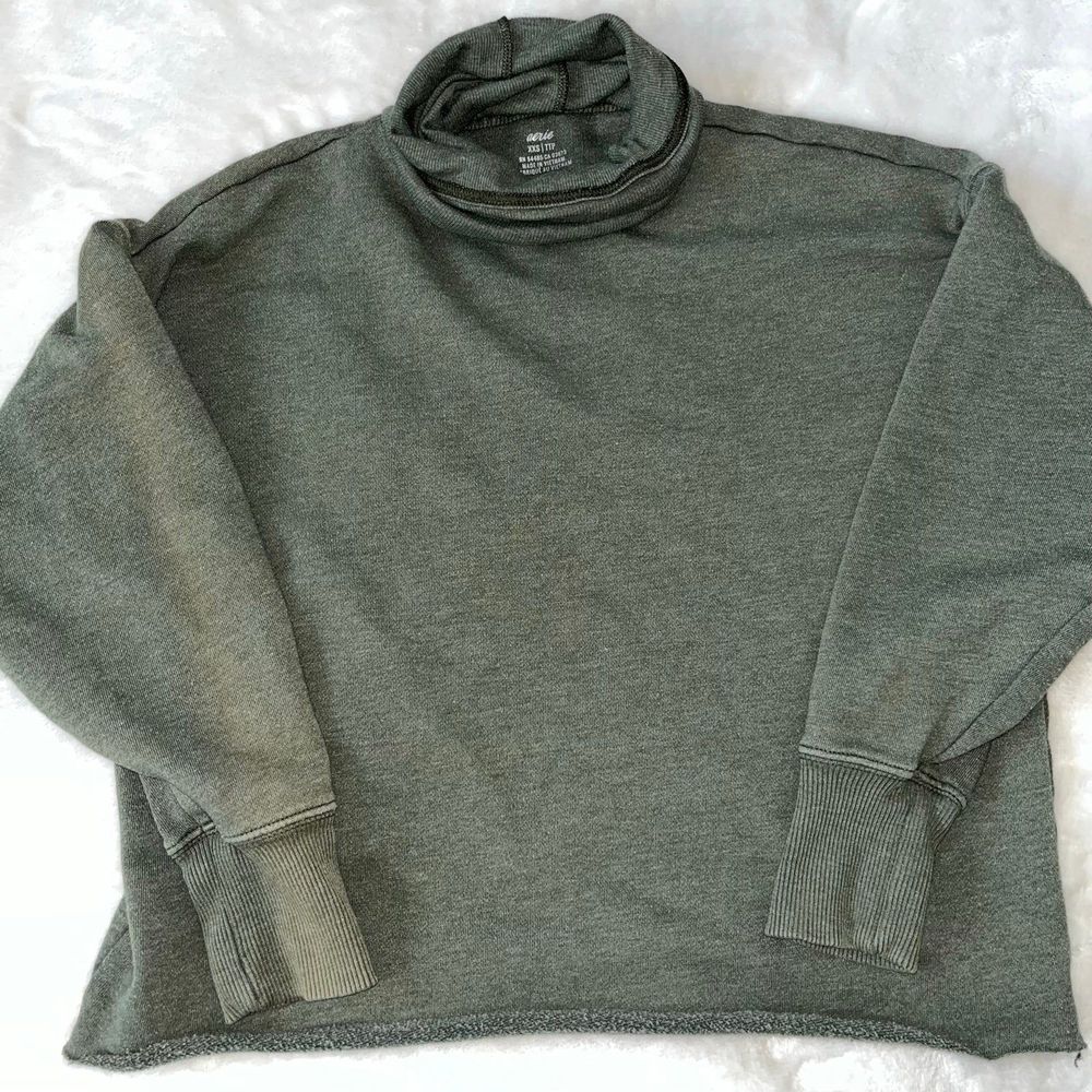 aerie green mock neck crewneck